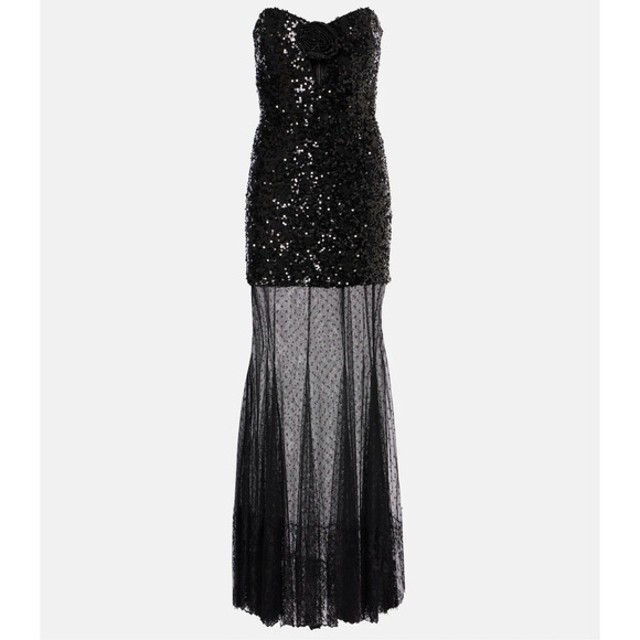 Rebecca Vallance Diana sequined mesh-trimmed gown US 6 - Picture 4 of 14